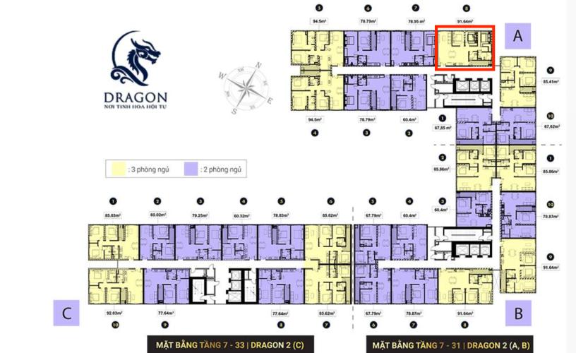 Mặt bằng tầng căn hộ Topaz Elite Căn hộ Topaz Elite tầng cao, 3 phòng ngủ, view thành phố.