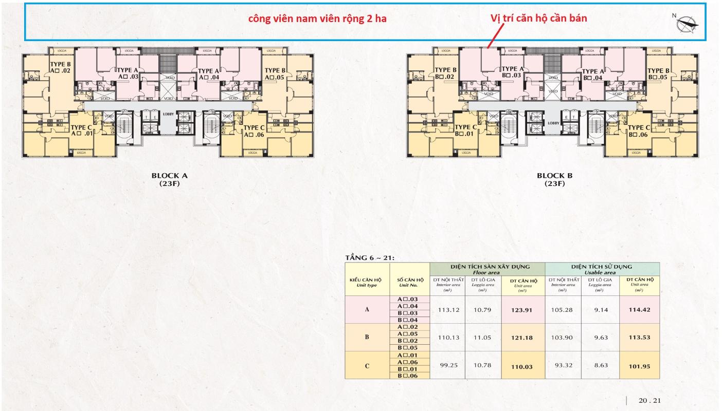 TẦNG 6-21 Bán căn hộ Nam Phúc Le Jardin 3 phòng ngủ, diện tích 110m2, đầy đủ nội thất, view khu biệt thự