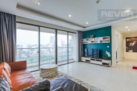 Phòng Khách Cho thuê căn hộ Masteri Millennium 3PN, diện tích 107m2, đầy đủ nội thất, view Bitexco