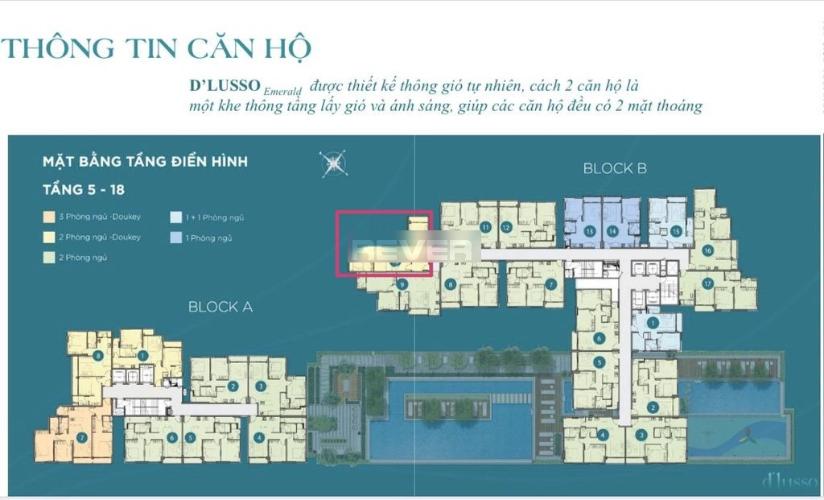 Mặt bằng căn hộ D'Lusso, Quận 2 Căn hộ D'Lusso Block B tầng 12 view thoáng mát, không nội thất.