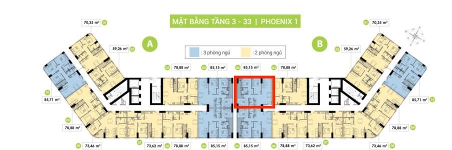 Mặt bằng tầng căn hộ Topaz Elite Căn hộ Topaz Elite nội thất cơ bản, view thành phố sầm uất.