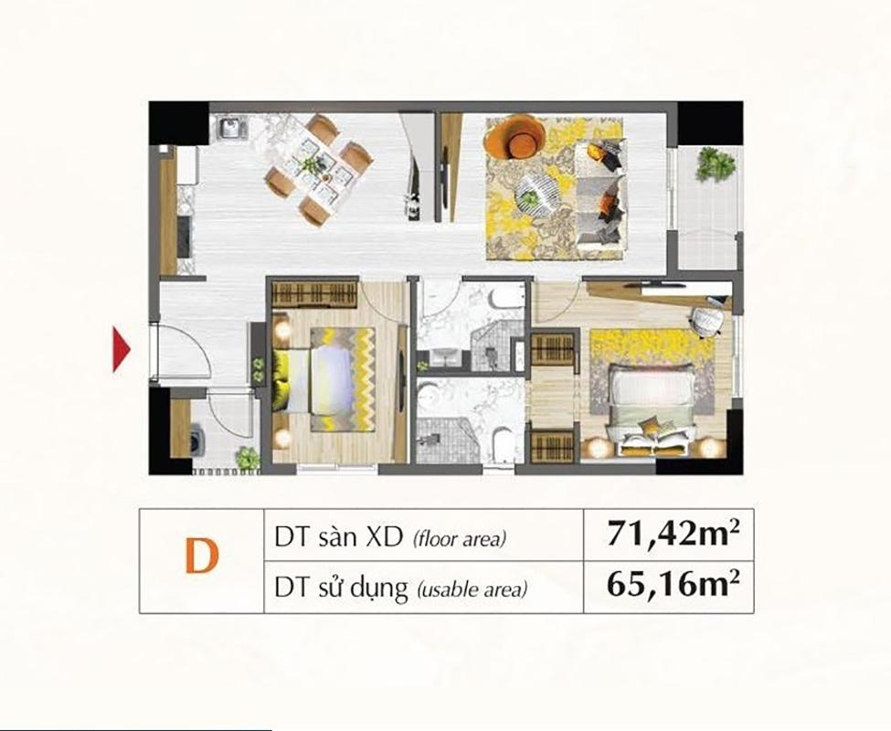 type D Bán căn hộ Saigon South Residence 2PN, tầng cao, diện tích 71m2, view sông, bàn giao thô