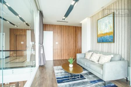 Phòng khách tầng trên Penthouse Jamila Khang Điền Bán Penthouse Jamila Khang Điền 3PN, diện tích 243m2, thiết kế thông tầng, đầy đủ nội thất cao cấp, view sông và thành phố