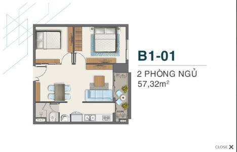 Bán căn hộ Q7 Boulevard tầng thấp, 2 phòng ngủ, diện tích 57.3m2, thiết kế hiện đại.