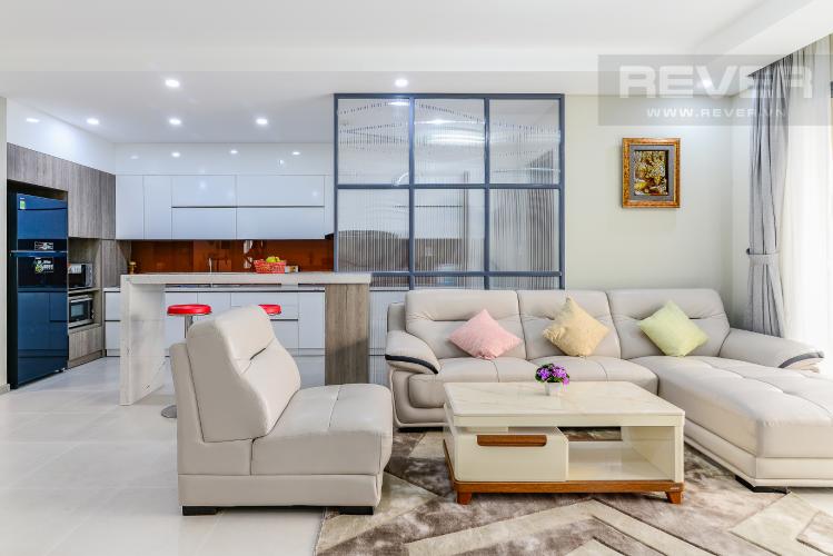 Phòng Khách Căn góc The Gold View 3 phòng ngủ tầng cao tháp B full nội thất