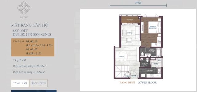 Mặt bằng căn hộ Feliz En Vista Căn hộ tầng 16 tháp Altaz dự án Feliz en Vista nội thất cơ bản