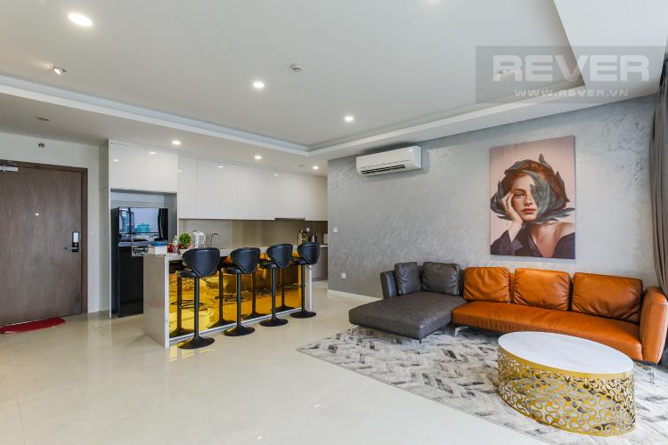 Phòng Khách Cho thuê căn hộ Masteri Millennium 3PN, diện tích 107m2, đầy đủ nội thất, view Bitexco