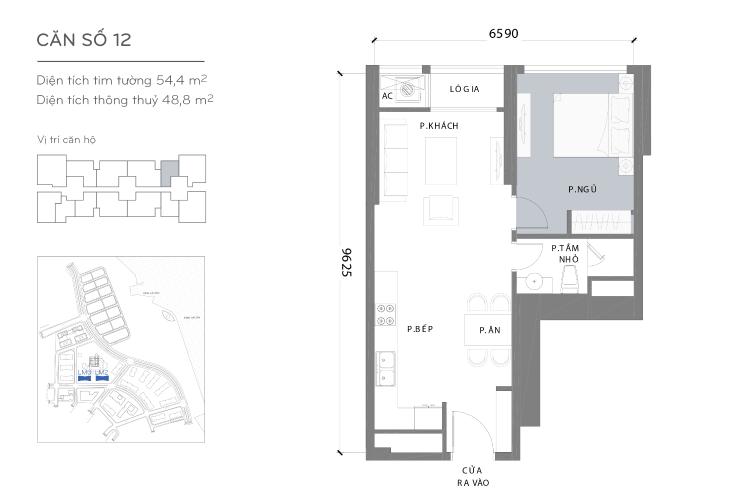 Mặt bằng căn hộ 1 phòng ngủ Căn hộ Vinhomes Central Park tầng cao L2, 1 phòng ngủ, đầy đủ nội thất