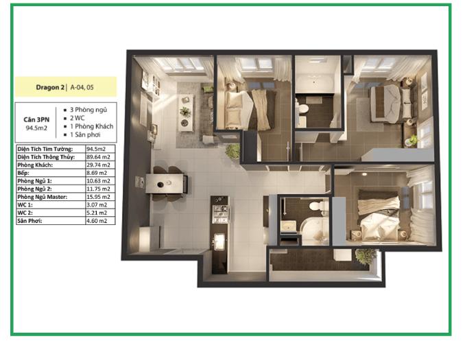 Phối cảnh căn hộ Topaz Elite Căn hộ Topaz Elite tầng cao, view thành phố sầm uất.