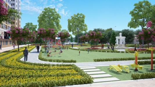 Nội khu công viên Diamond Riverside Căn hộ Diamond Riverside tầng trung, view công viên ven sông.