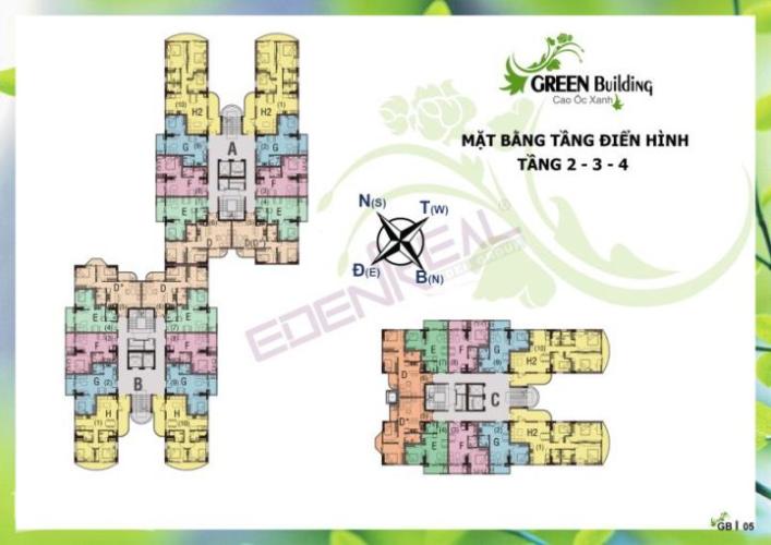 Layout tầng căn hộ Green Building, Quận 9 Căn hộ tầng 12 Green Building mới bàn giao thô, view thành phố.