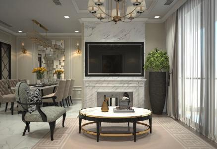 Phòng khách Vinhomes Central Park Căn hộ Vinhomes Central Park view nội khu, nội thất hiện đại.