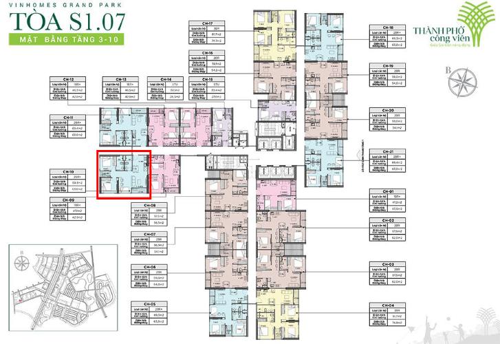 Layout Vinhomes Grand Park Quận 9  Căn hộ Vinhomes Grand Park tầng 12, view nội khu hồ bơi