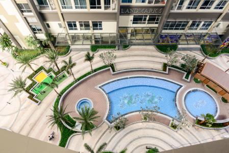 View Căn hộ Vinhomes Central Park 1 phòng ngủ tầng thấp L6 view hồ bơi
