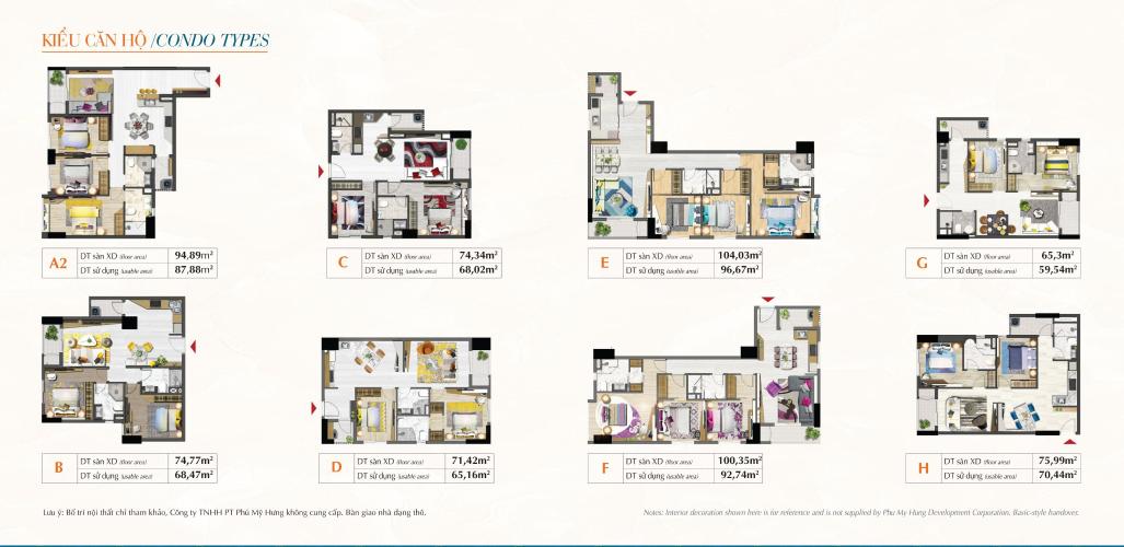 Mặt bằng căn hộ Saigon South Recidence Cho thuê căn hộ Saigon South Residence tầng thấp, 3 phòng ngủ, diện tích 104.03m2.