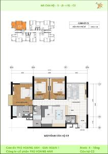 Layout Phú Hoàng Anh Căn hộ Phú Hoàng Anh tầng cao, đầy đủ nội thất sang trọng.