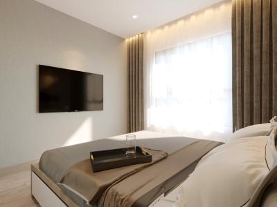 Phòng ngủ căn hộ Vinhomes Grand Park Căn hộ Vinhomes Grand Park đầy đủ nội thất, view tầng cao đón gió mát.