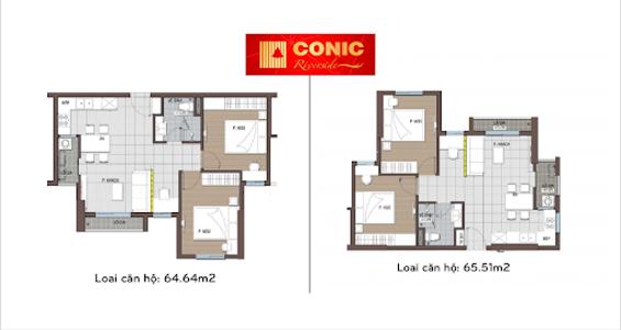 Layout Conic Riverside, Quận 8 Căn hộ Conic Riverside tầng cao đón gió, nội thất cơ bản.