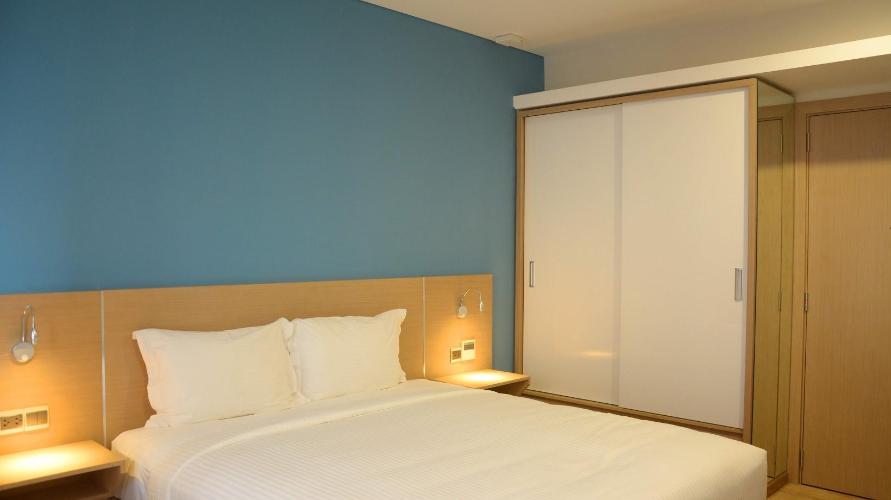 Phòng ngủ căn hộ dịch vụ Căn hộ dịch vụ Kim Residence đầy đủ nội thất, view thoáng mát.