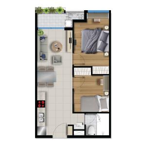 Layout căn hộ River Panorama , Quận 7 Căn hộ tầng cao River Panorama view thoáng mát, nội thất cơ bản.