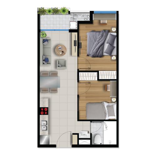 Layout căn hộ River Panorama , Quận 7 Căn hộ tầng cao River Panorama view thoáng mát, nội thất cơ bản.