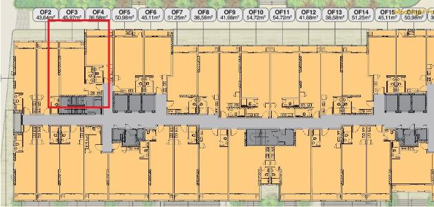 Mặt bằng nội thất Moonlight Park View Office-tel Moonlight Park View tầng thấp, đón view nội khu hồ bơi.