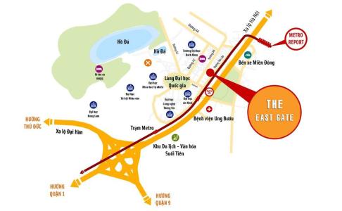 Sơ đồ vị trí dự án căn hộ The Eastgate Căn hộ The EastGate nội thất cơ bản, hướng cửa Tây Nam.