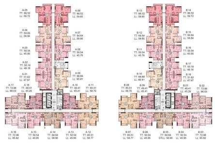 Layout Conic Riverside, Quận 8 Căn hộ Conic Riverside hướng Đông, nội thất cơ bản.