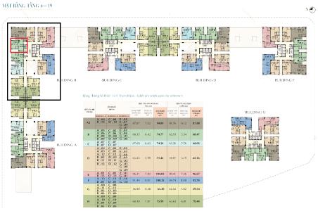 Mặt bằng tầng căn hộ Saigon South Residence Bán căn hộ Saigon South Residence tầng thấp, ban công hướng Bắc.