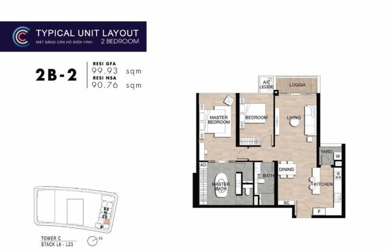 Layout căn hộ The Metropole Thủ Thiêm, Quận 2 Căn hộ The Metropole Thủ Thiêm tầng 21, diện tích 99.93m2.