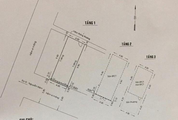 Bản vẽ nhà phố Nguyễn Kiệm, Phú Nhuận Nhà phố hướng Đông Bắc, hẻm bê tông thoáng mát, an ninh.