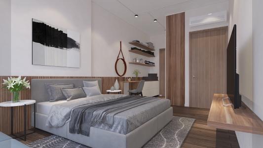 phòng ngủ căn hộ The Sun Avenue Bán căn hộ The Sun Avenue tầng cao, nội thất đầy đủ, hiện đại.