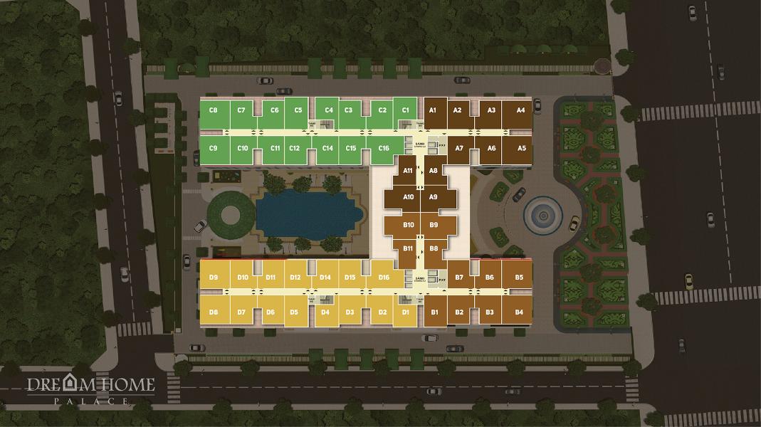 Layout Dream Home Palace Quận 8 Căn hộ Dream Home Palace hướng Đông Nam, nội thất cơ bản.