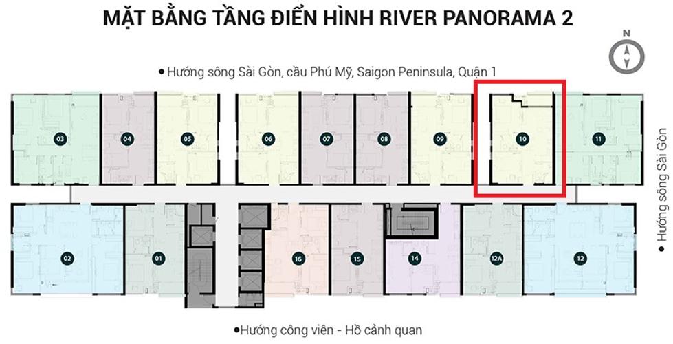 Layout River Panorama, Quận 7 Căn hộ River Panorama tầng cao lộng gió, view thành phố.