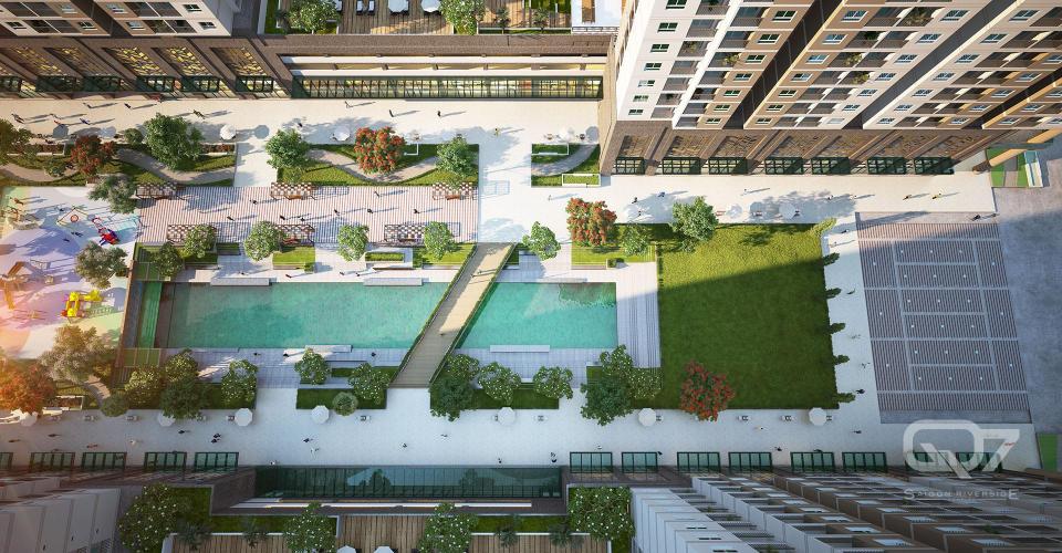 Phối Cảnh Dự Án Q7 Riverside Căn hộ Q7 Saigon Riverside tầng trung, hoàn thiện cơ bản