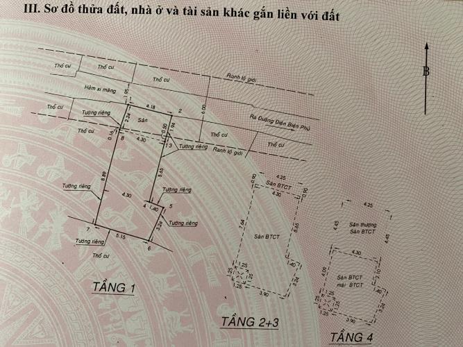Bản vẽ nhà Quận Bình Thạnh Nhà phố Q.Bình Thạnh hướng Bắc gồm 1 trệt 3 lầu, sổ hồng riêng.