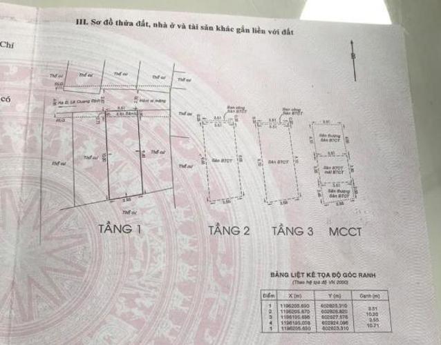 Mặt bằng  Bán nhà phố 3 tầng nội thất cơ bản, hẻm xe máy đường Lê Quang Định