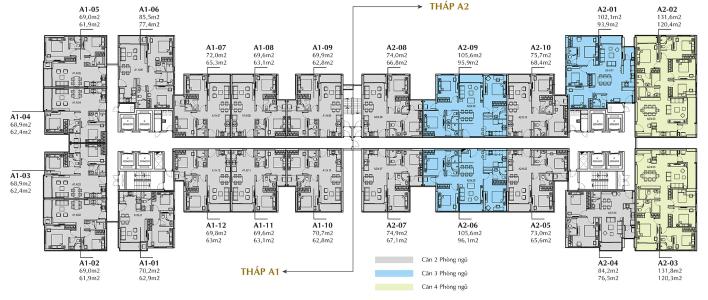 Mặt bằng căn hộ Sunrise City Bán căn hộ Sunrise City 2 phòng ngủ tầng trung, diện tích 69m2