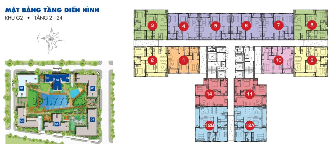 Mặt bằng block D Căn hộ Sunrise Riverside tầng trung, nội thất cơ bản, view sông.