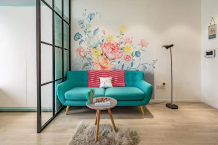 Phòng khách căn hộ The Tresor Căn hộ tầng thấp The Tresor nội thất sang trọng hiện đại.