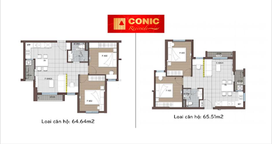 layout Conic Riverside  Căn hộ Conic Riverside tầng thấp nội thất cơ bản, ban công rộng rãi.