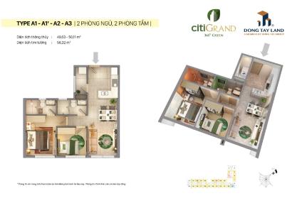 Layout căn hộ dự án Citigrand quận 2 Căn hộ tầng 11 CitiGrand bàn giao nội thất cơ bản, hướng Tây Bắc.