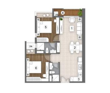 Layout căn hộ Green Star Sky Garden, Quận 7 Căn hộ Green Star Sky Garden tầng 12 view thoáng mát, nội thất cơ bản.