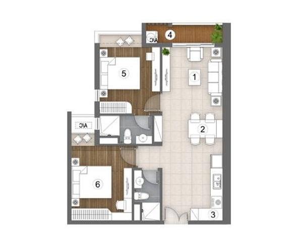 Layout căn hộ Green Star Sky Garden, Quận 7 Căn hộ Green Star Sky Garden tầng 12 view thoáng mát, nội thất cơ bản.