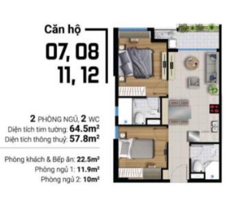 Layout căn hộ River Panorama, Quận 7 Căn hộ River Panorama ban công hướng Đông Nam, view tầng cao.