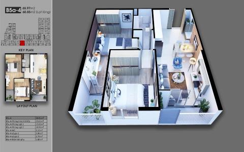 Mặt bằng căn hộ Carillon 7, Tân Phú Căn hộ Carillon 7 ban công hướng Đông Nam, view tầng cao mát mẻ.