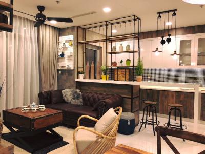 Phòng khách căn hộ Vinhomes Central Park, Quận Bình Thạnh Căn hộ tầng 26 Vinhomes Central Park đầy đủ nội thất hiện đại.