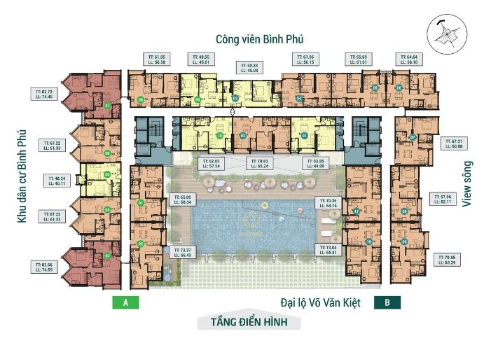Layout tầng căn hộ Asiana Capella , Quận 6 Căn hộ Asiana Capella tầng trung mát mẽ, nội thất cơ bản.