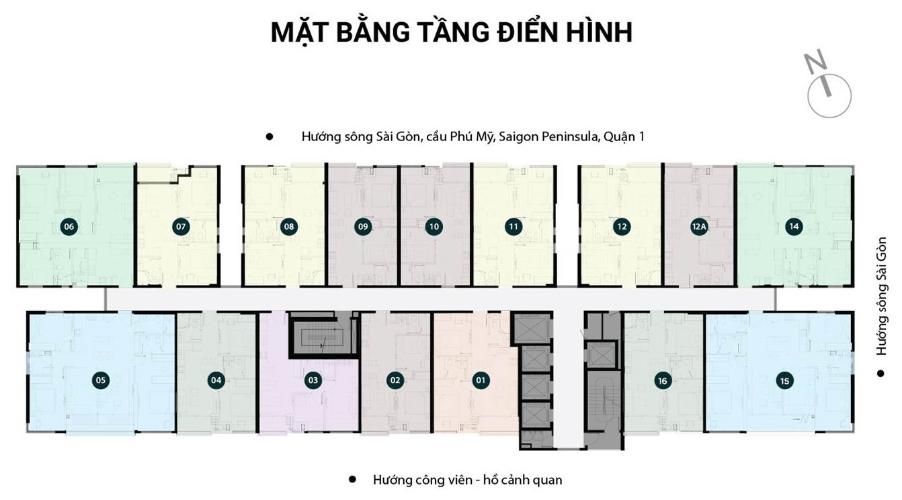 Layout căn hộ River Panorama, Quận 7 Căn hộ River Panorama ban công hướng Đông Nam, view tầng cao.