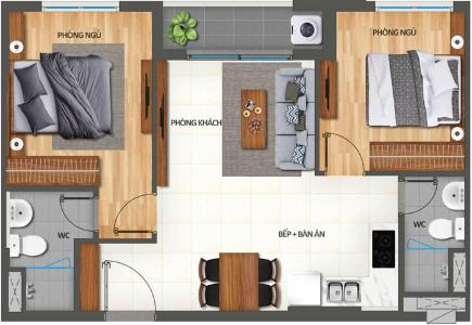 Layout Lovera Vista, Bình Chánh Căn hộ Lovera Vista tầng trung, ban công view thoáng mát.
